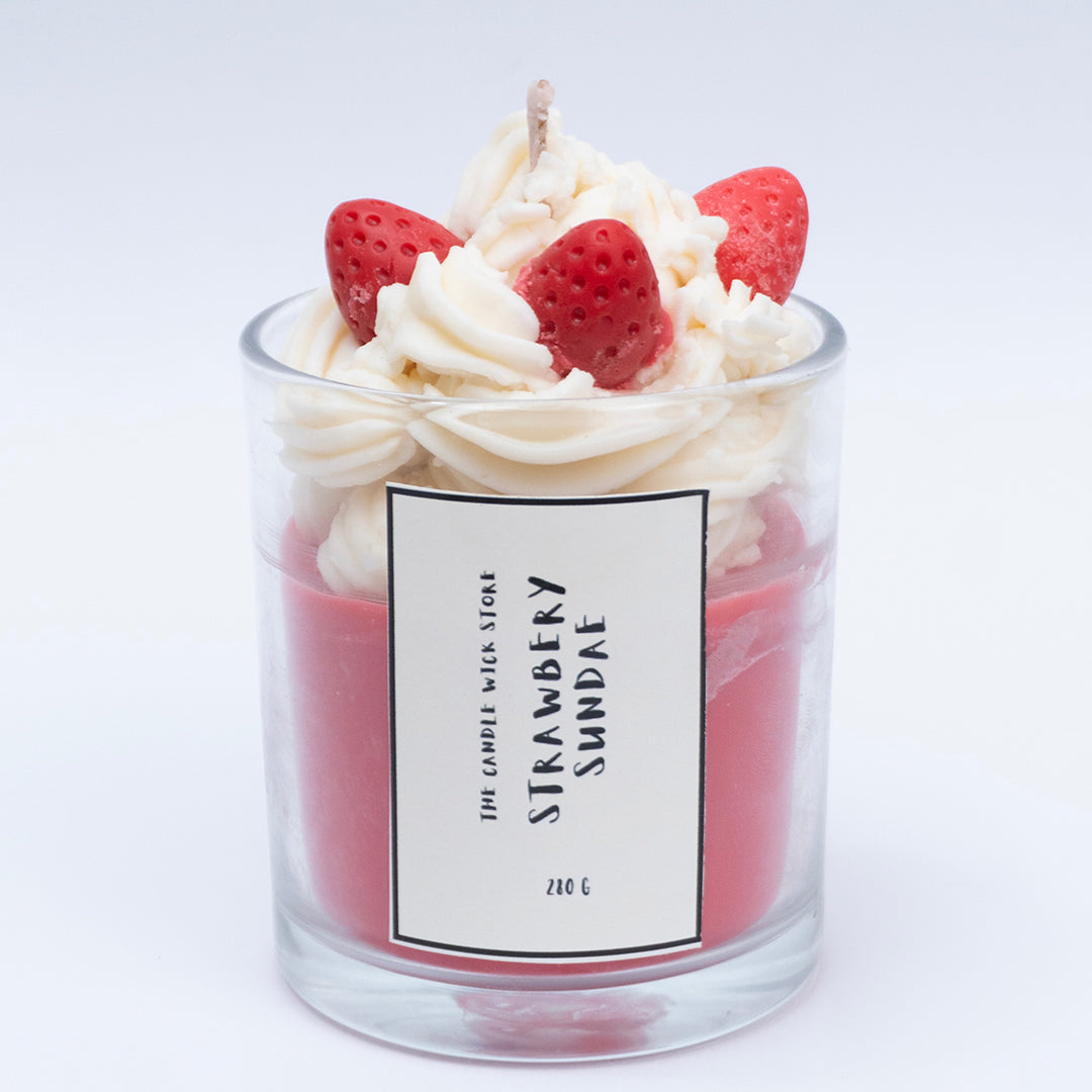 Strawberry Sundae Dessert Candle