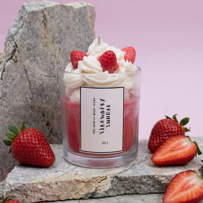 Strawberry Sundae Dessert Candle