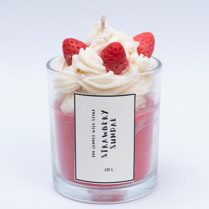 Strawberry Sundae Dessert Candle