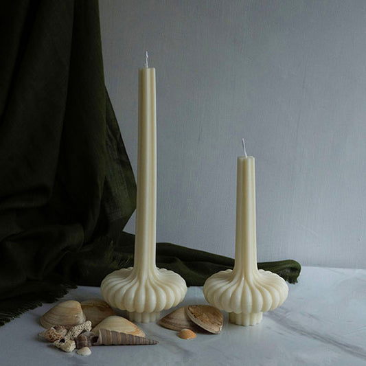 Ribbed Taper Pillar Candle