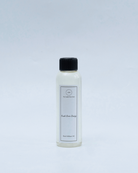 Fresh Linen Breeze reed diffuser refill bottle, 120ml, scented with clean cotton, airy florals, and soft musk.
